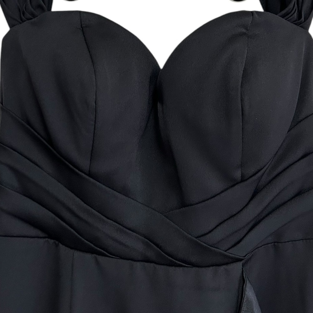 Bariano Edie Gown Size Medium Black Ruffle Front Off The Shoulders $298 NWT - Picture 5 of 8